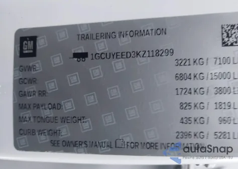 2019 Chevrolet Silverado 1500 Rst из США, поврежденный, VIN 1GCUYEED3KZ118299